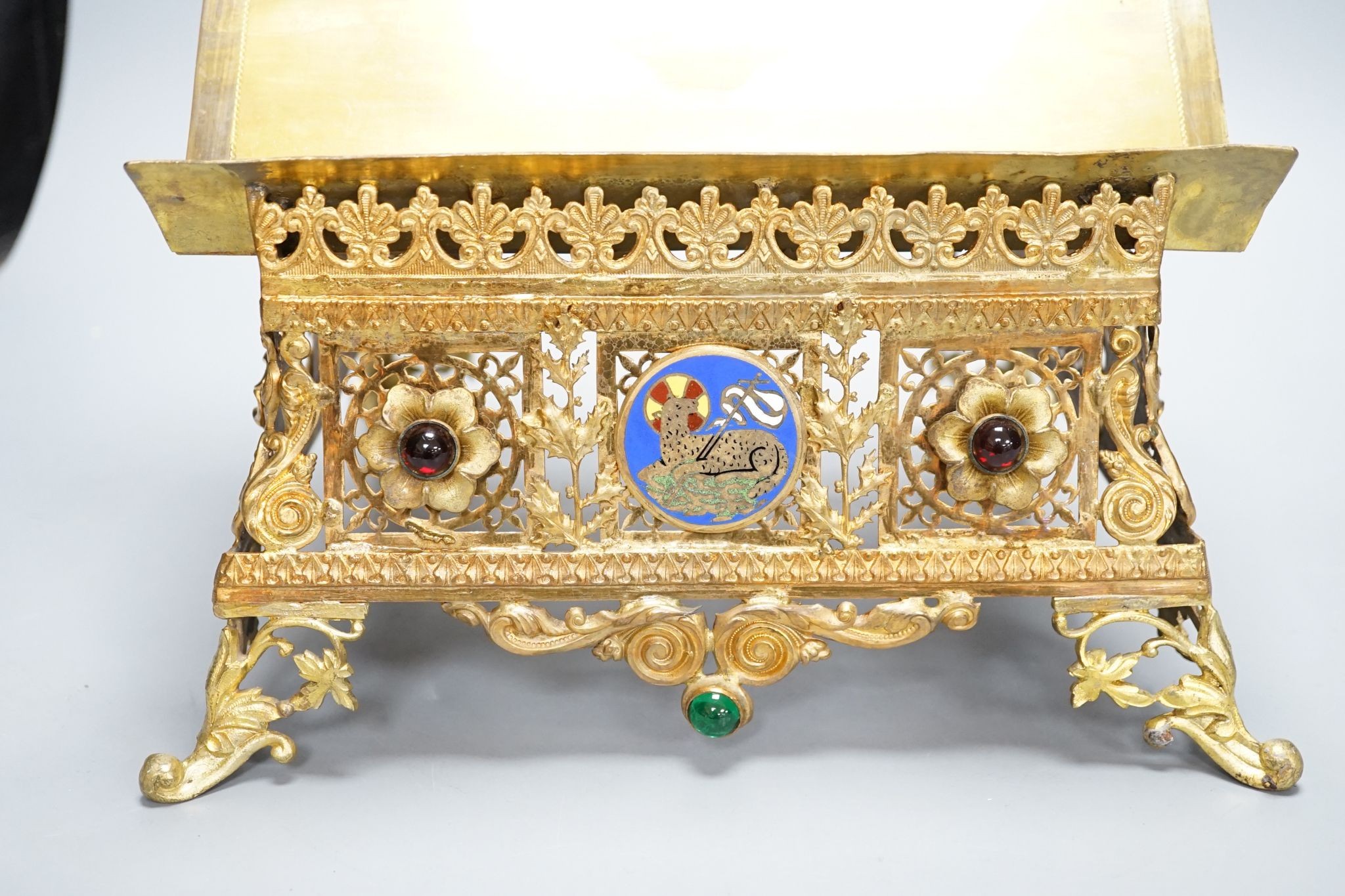 A 19th century gilt brass bible stand